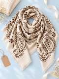 KUSCHELWEICHES PAISLEY TUCH HELLBEIGE mit BRAUNEM DRUCK