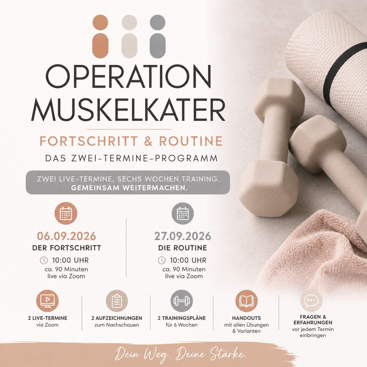 OPERATION MUSKELKATER – Zwei Live-Termine. Sechs Wochen Training. Gemeinsam weitermachen.
