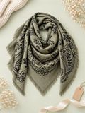KUSCHELWEICHES PAISLEY KHAKI/GRÜN mit BRAUNEM DRUCK