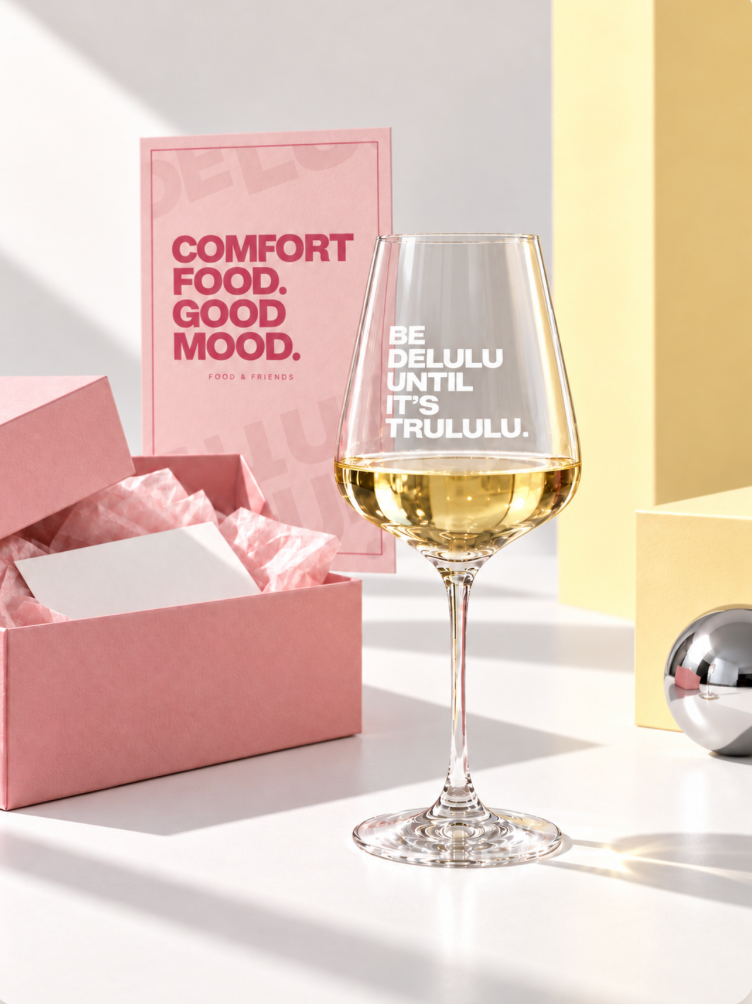FOOD & FRIENDS – „Be Delulu“ Weingläser im 2er-Set
